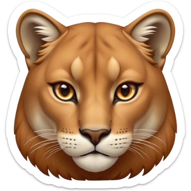 Cinematic Noble Cougar Portrait Emoji, Poised and regal, with a lithe, muscular build and a sleek, tawny Fur with subtle dark accents, deep-set soulful amber eyes, Simplified yet sharp and sophisticated features, highly detailed, glowing with a warm, dignified glow, high shine, intelligent and stealthy, stylized with an air of wild elegance, focused and attentive, soft glowing outline, capturing the essence of a watchful and confident predator, so majestic it feels as though it could silently pounce out of the screen with effortless authority! sticker