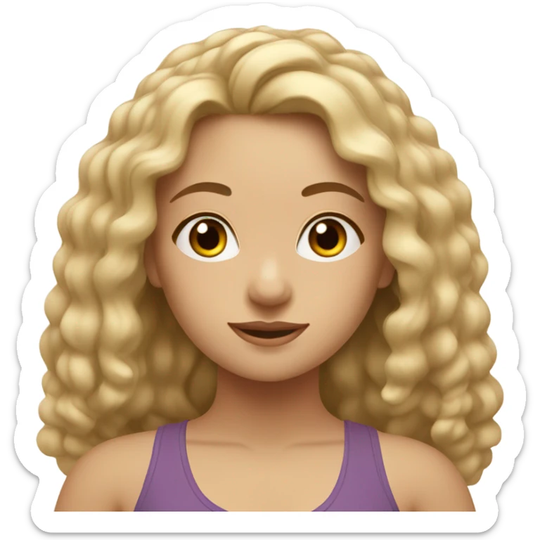 blonde, brown eyes, wavy hair girl yoga sticker