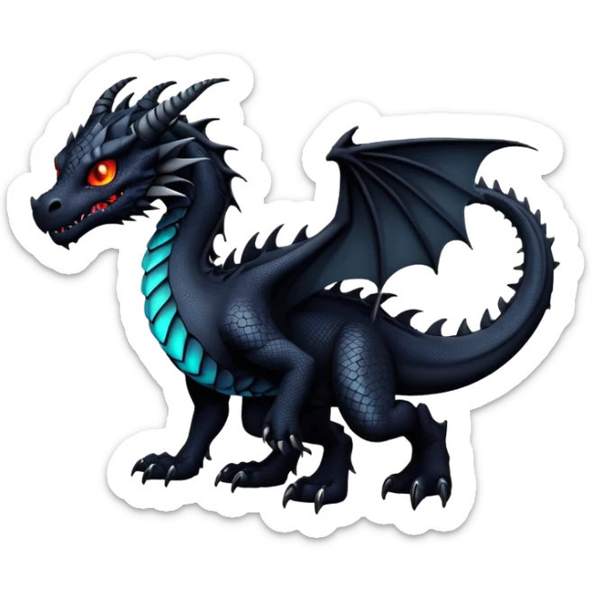 Gothic Badass Edgy Dark Mysterious Mystical Dragon-Beast-Trico-Noivern-Noibat-Fursona sticker