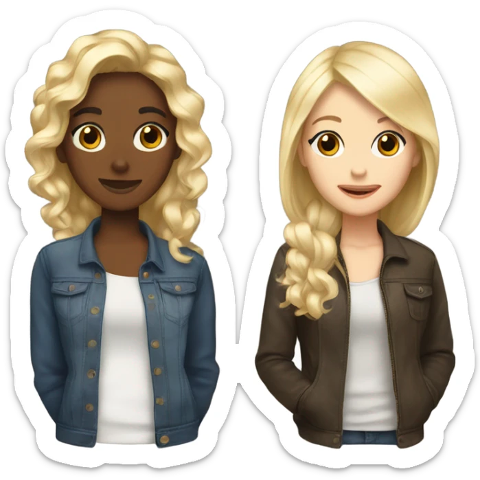 3 best friend one 2 with blonde hair and one brunette hair  sticker