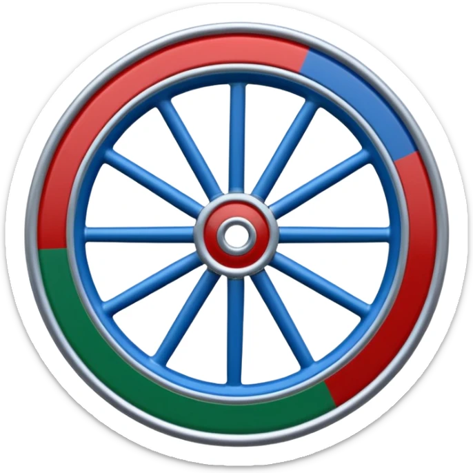 Drapeau bleu et vert avec une roue rouge zvec 24 rayon la roue rouge est a l’interieur du drapeau bleu et vert sticker