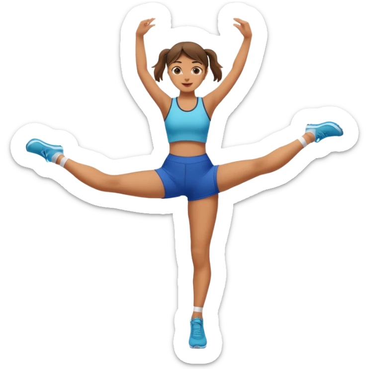 The girl stands on one leg, raising her leg to the very top  sticker