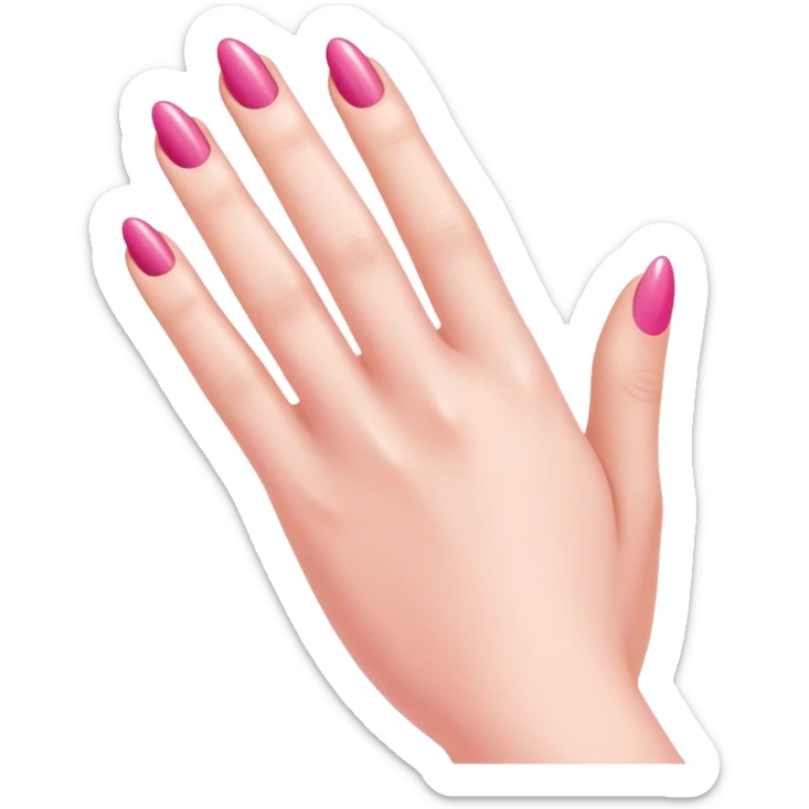 Une main qui pointe vers la droite pour monter quelque chose qui porte du vernis rose  sticker