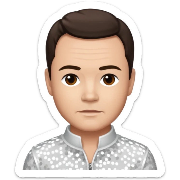 Tony Mortimer from East 17 with light skin, dark brown hair, white sequin outfit sticker