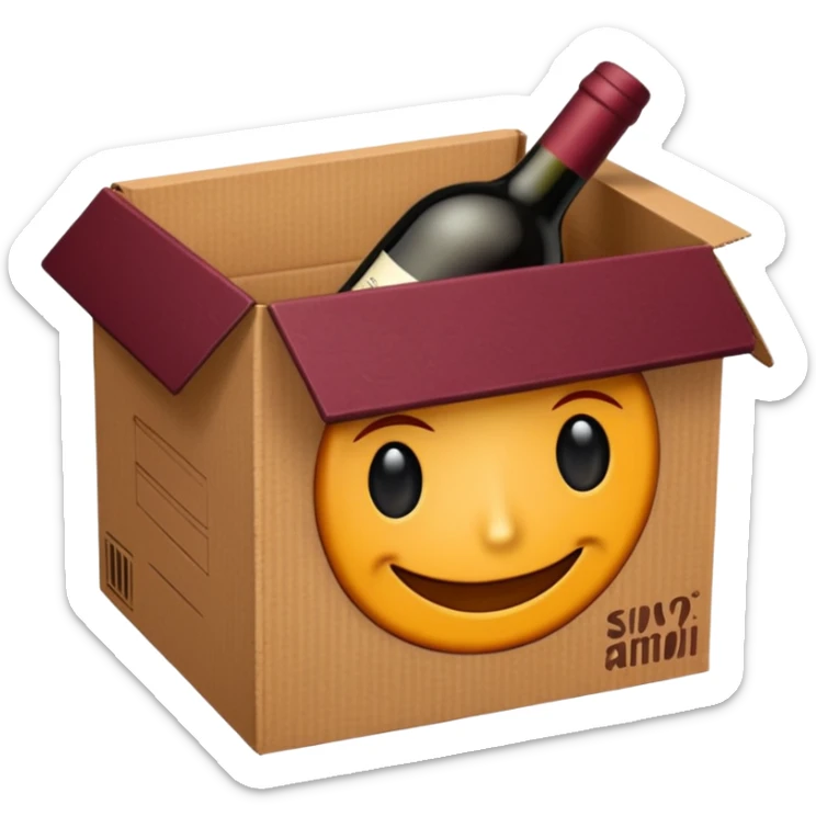 aesthetic emoji of an Amazon prime box. The box is wine color sticker