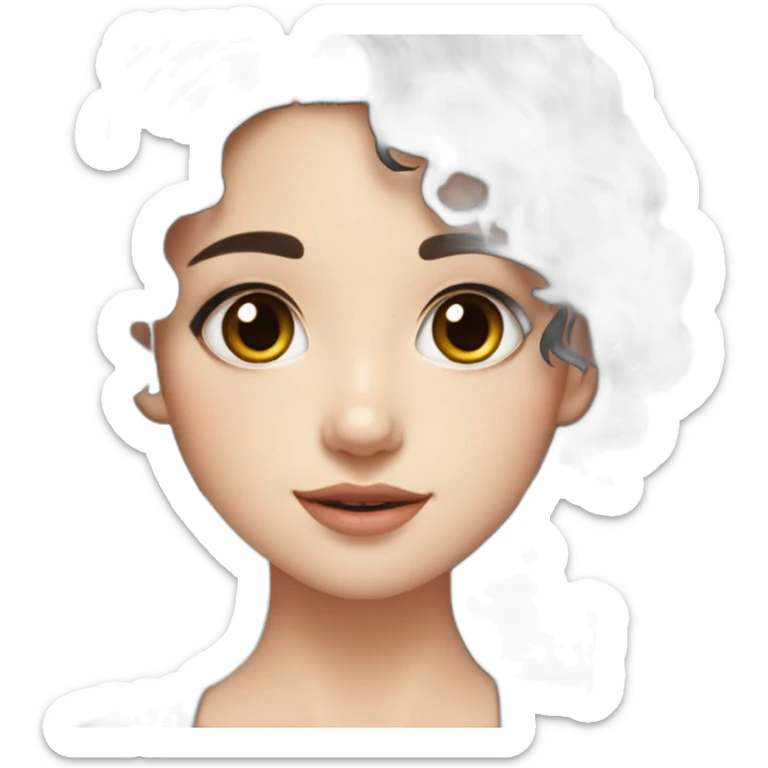 Beautiful girl,Black hair,wavy hair，long hair,White skin,oval face,big eyes,Blackeyes,Chinese sticker