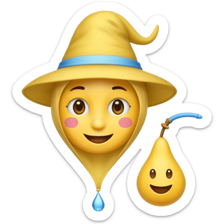 Emoji souriant avec goutte de sueur avec chapeau d"anniversaire et goutte de sueur sticker
