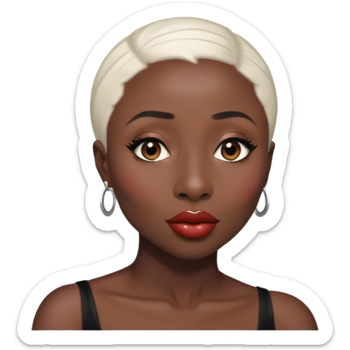 Cynthia erivo black hair Alluring black woman wide nose bald head big glossy lips sticker