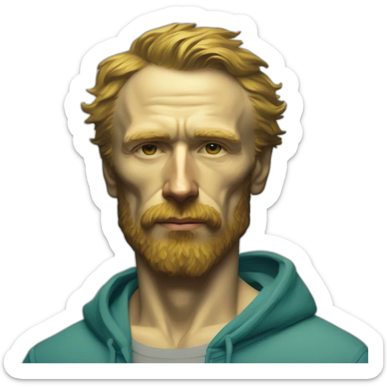 Van Gogh painted him with a swimsuit, a hoodie and a T-shirt sticker