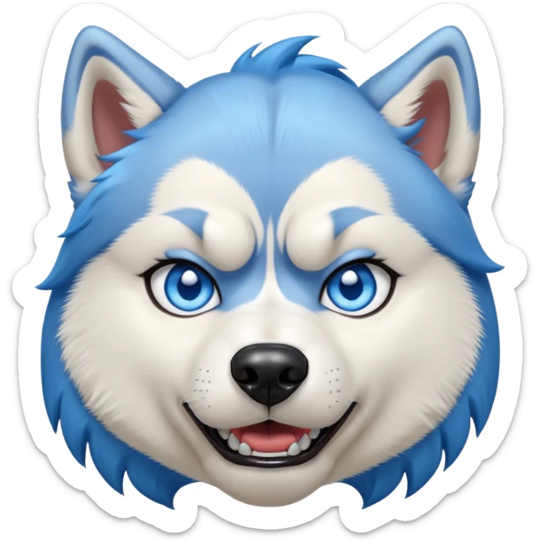 Husky dog, Female, Witn blue caret hair, with blue eyes, angry emotion  sticker