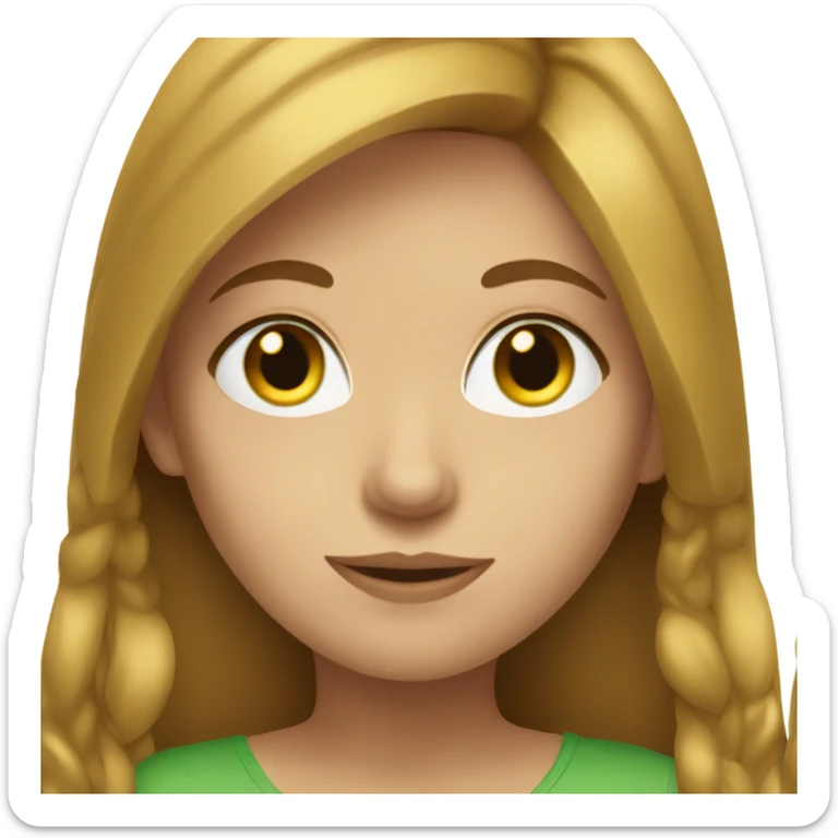 a girl with golden brown hair and green eyes sticker