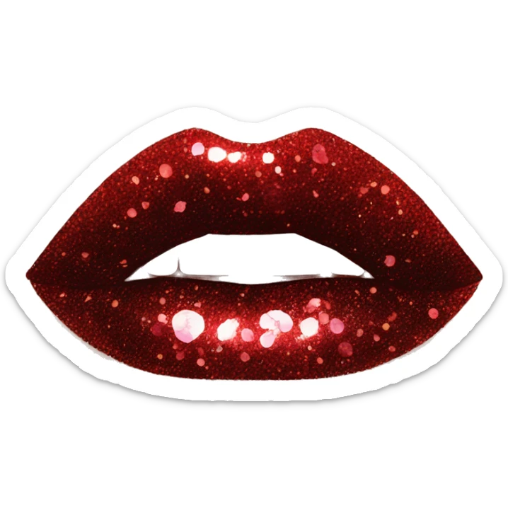 Red ombre lip gloss with a lot of glitter black outline sticker