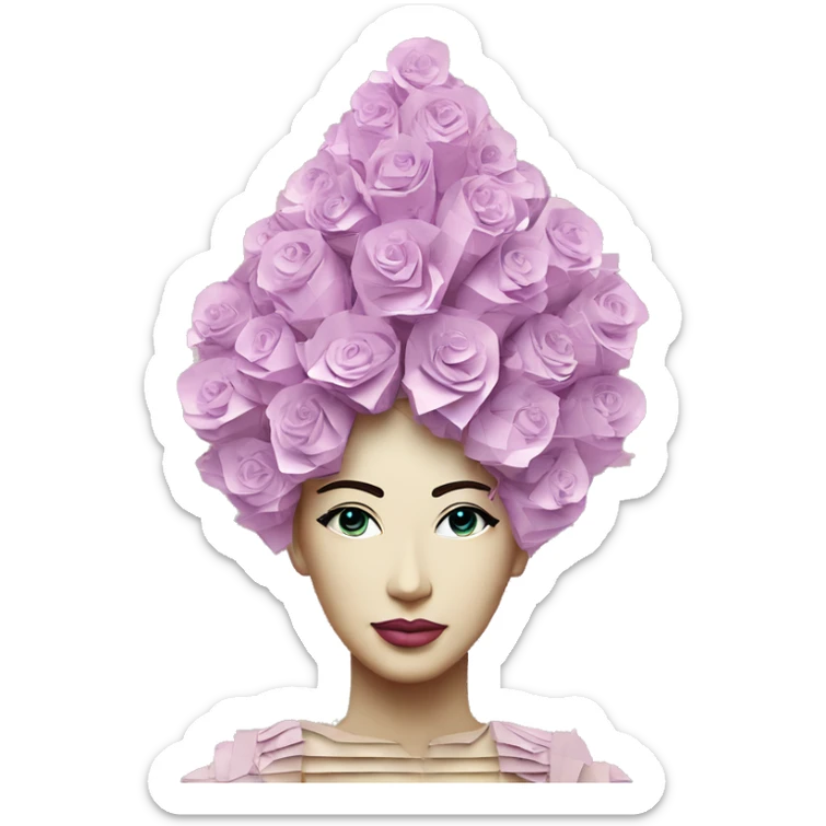  lady Queen royal vaporwave made of 420 origami newspaper roses hemp leaves lantern fairy lights burning paper vaporwave sticker