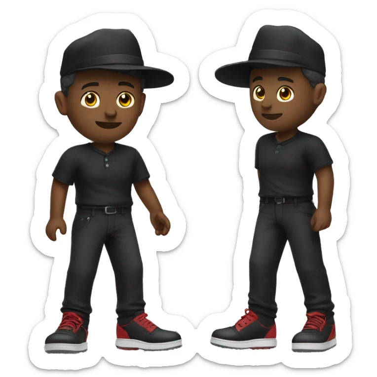 🏌🏾‍♂️ but with a black hat, red shirt, and black pants and shoes sticker