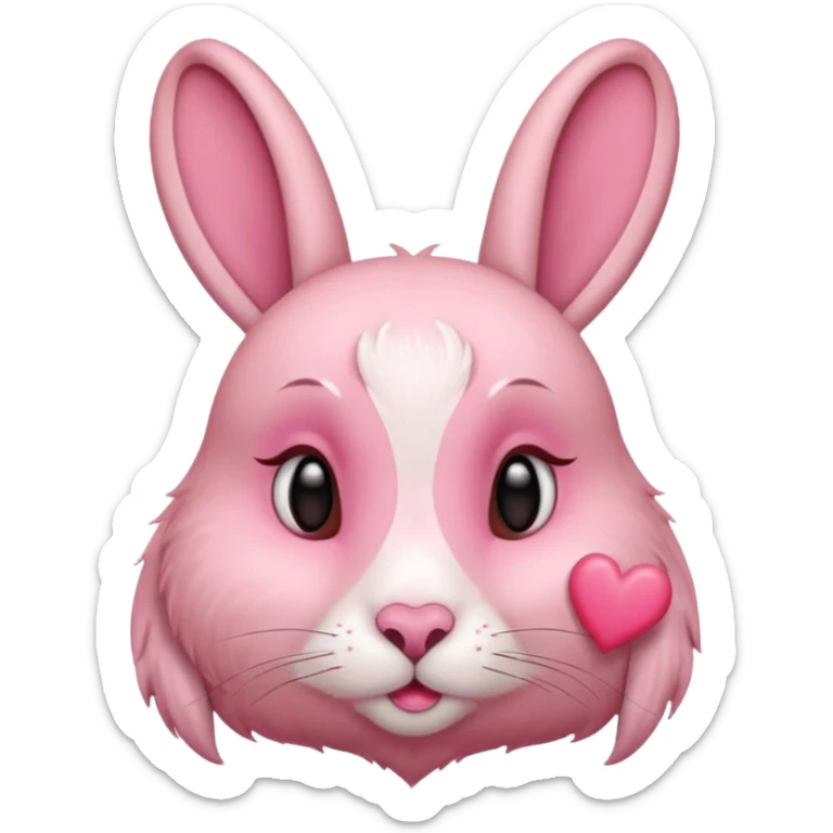 Kissing rabbit, profile, long ears, floating heart in front of mouth sticker