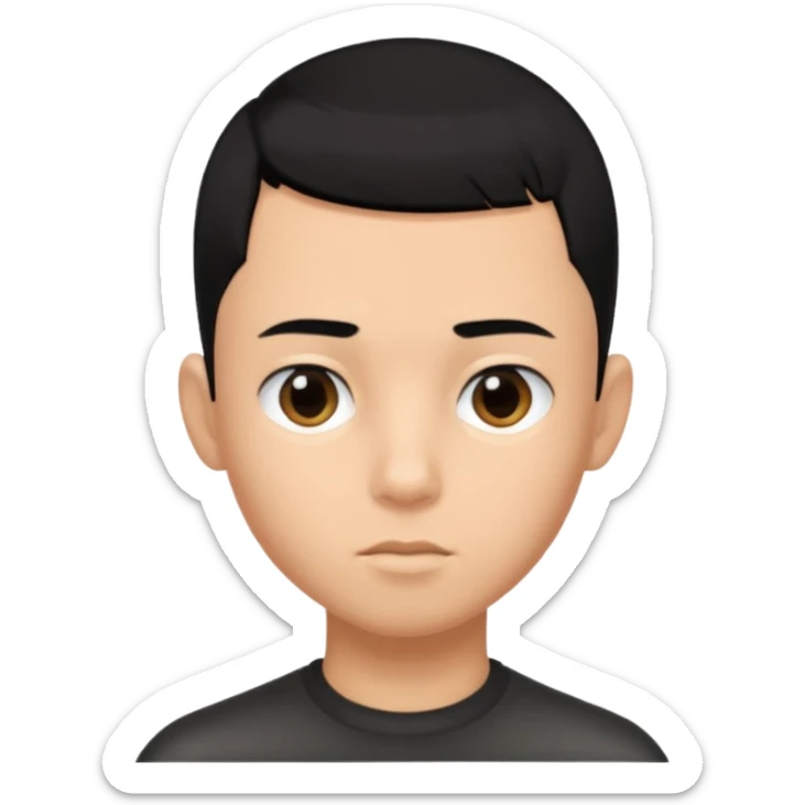 create a long buzz haircut boy that has black hair hair need to go on forhead and it cant be flat little fringe sticker