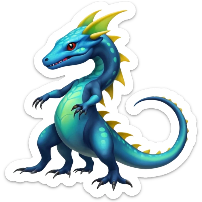 Colorful Shiny Exotic Amaura-Salandit-Aurorus-Fakémon-hybrid-creature (full body)  sticker