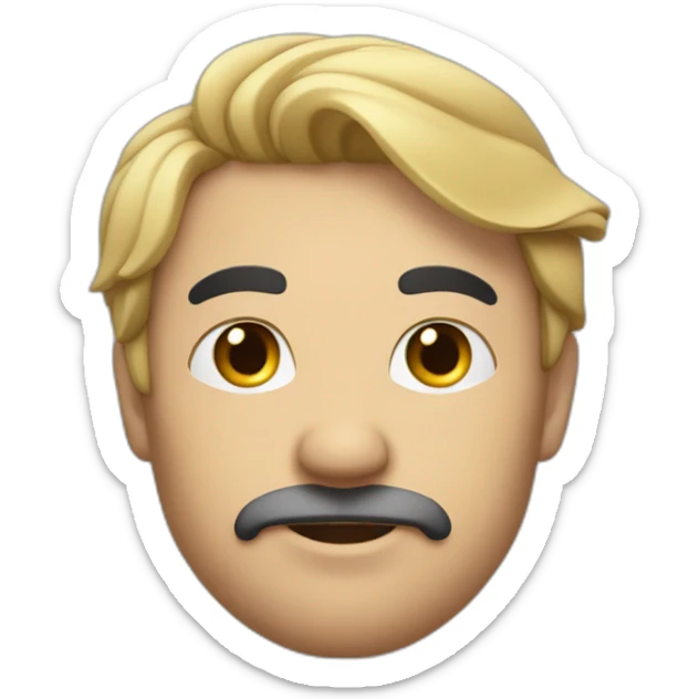 face of man with flat haire and black eyes and a fancy mostash and mideum noise and goatee  sticker
