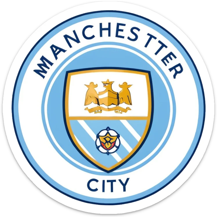 simplified Manchester City football club badge, blue and white sticker