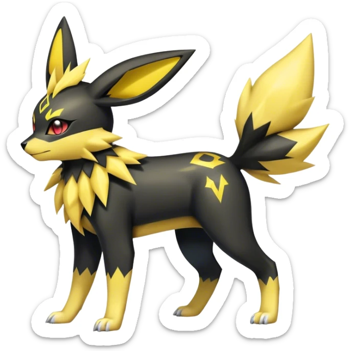 Shiny Cool Umbreon-Jolteon-Fakemon-hybrid -fusion- full body sticker