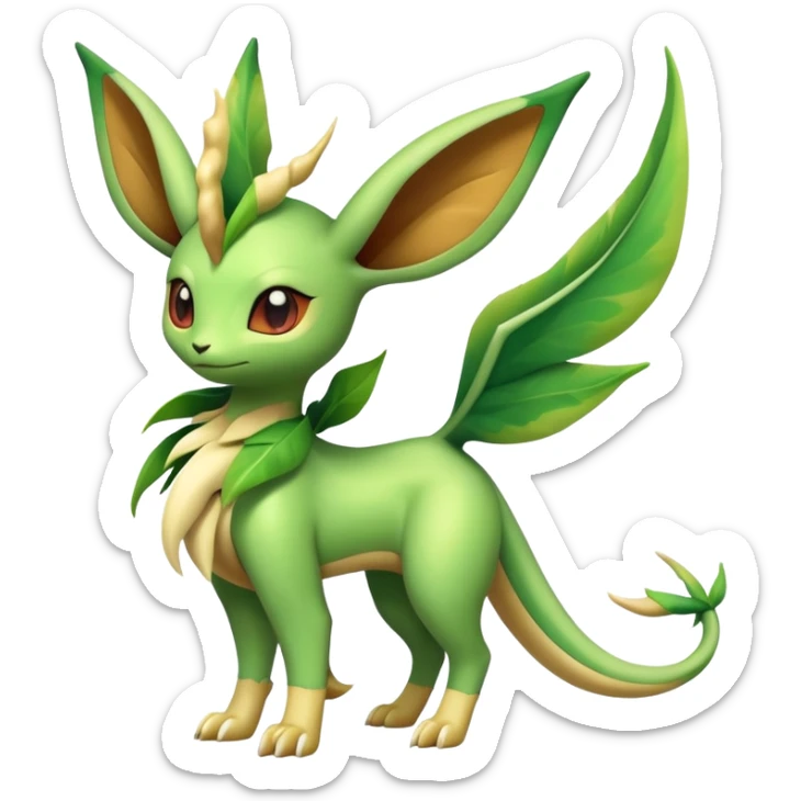 Exotic Tropical Rare Shiny Epic Ethereal Cute Leafeon-Flygon-Tropius-hybrid, full body sticker