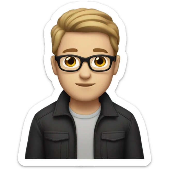 my boyfriend light skin brown hair and black glasses  sticker