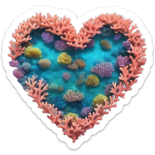 Colorful ocean Coral reef in a the shape of a heart sticker