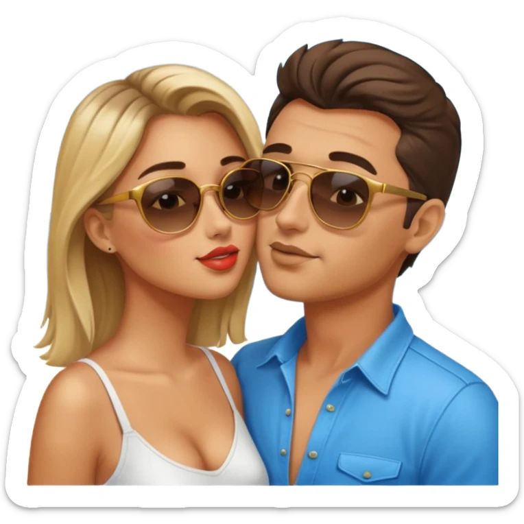 a good looking man and good looking woman are Kissing, outdoor sticker