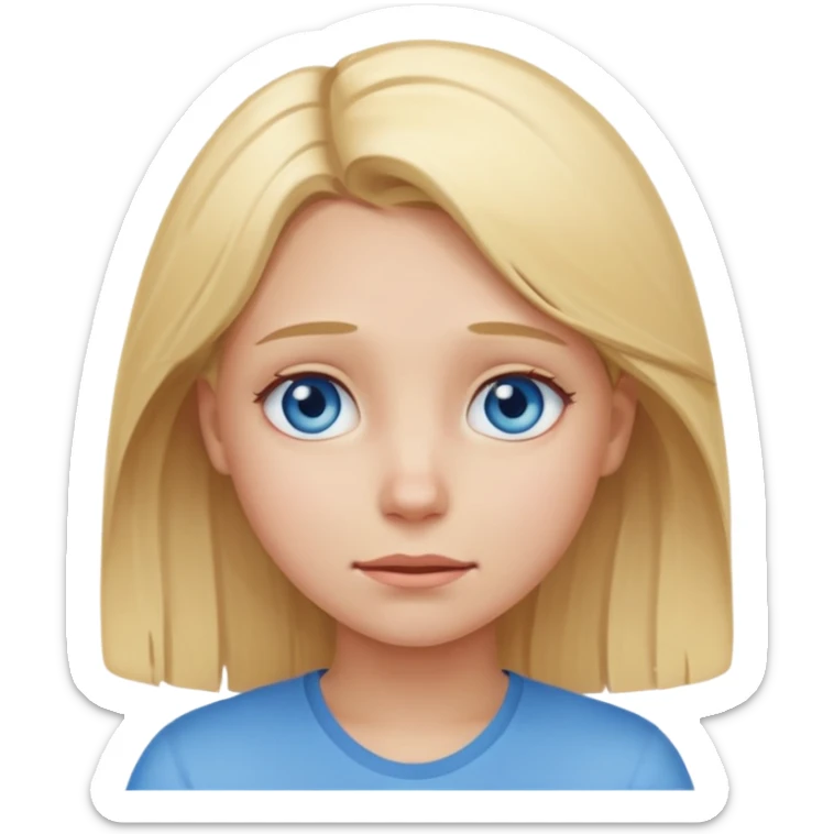 Girl beeing happy and depressed with blond hair and blue eyes sticker