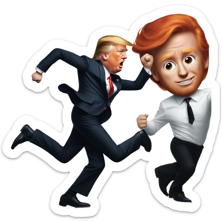 Trump and redhead man dancing on the cover of GQ magazine is  sticker