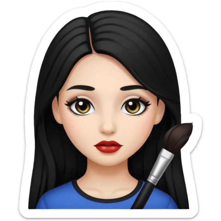 girl with black hair with long  hair Wearing makeup
 sticker
