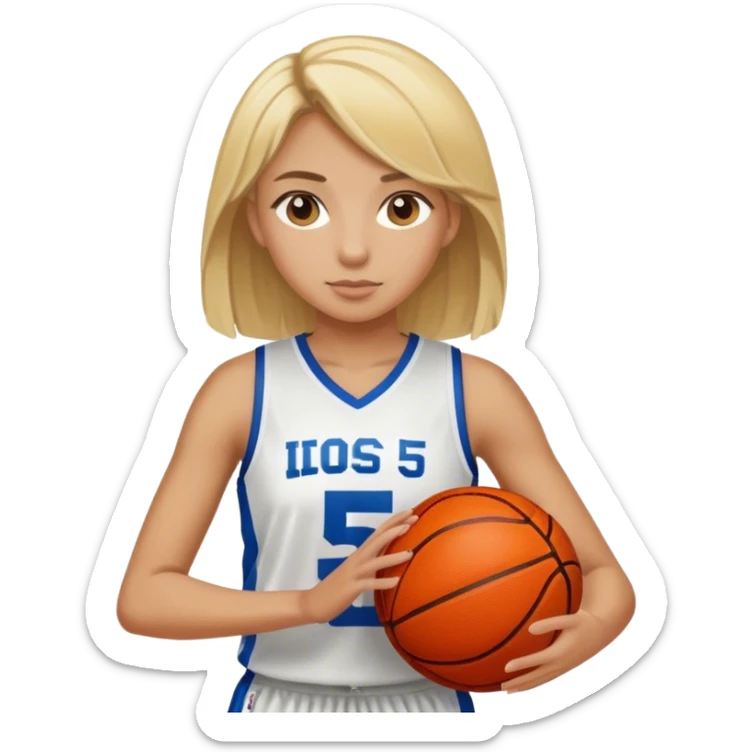 blonde girls basketball player with the jersey number 5 sticker