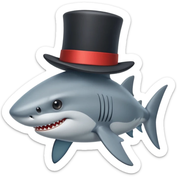 Shark with a top hat sticker