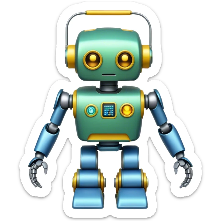 a robot painted in the colors of the Brazilian flag sticker