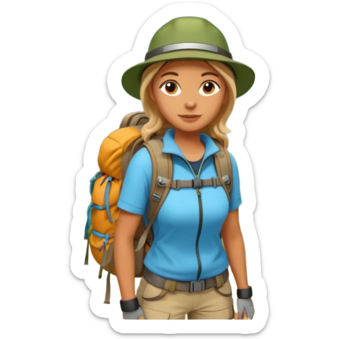 woman hiking in the woods in the sunshine sticker