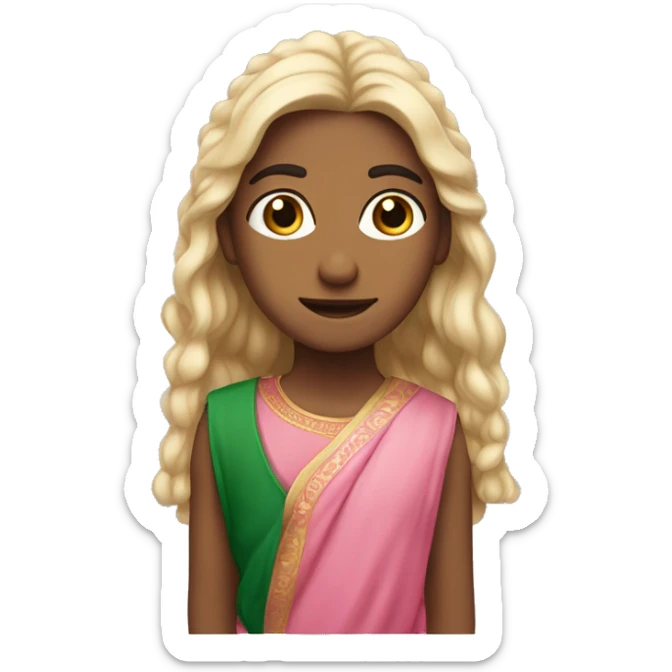Indian Irish boy with slightly curly hair and blonde girl with pink straight sticker