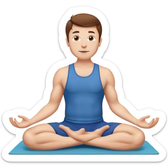 Adult man with short brown hair doing cow position yoga sticker