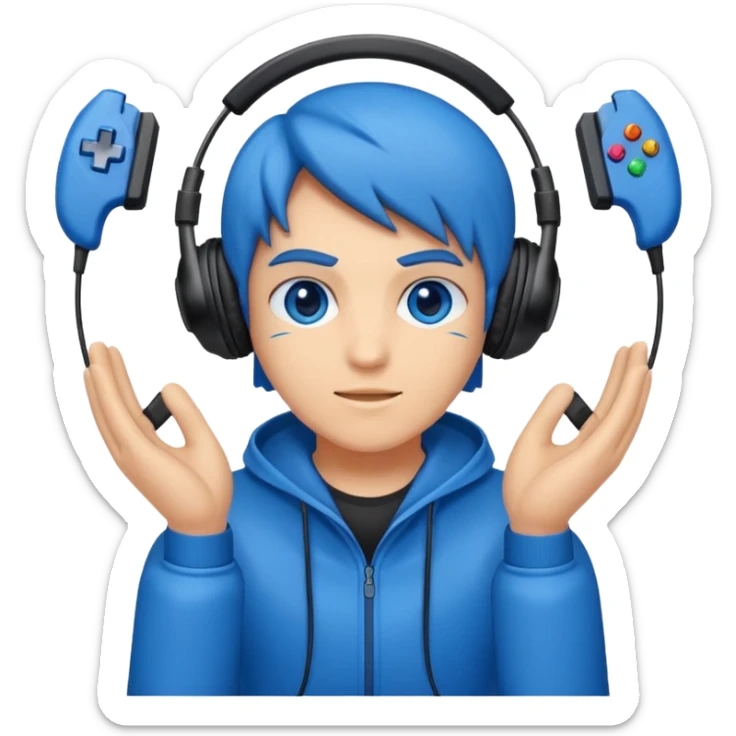 Créame un personaje de Blu strike tipo gamer con audífono y resolución HD sticker