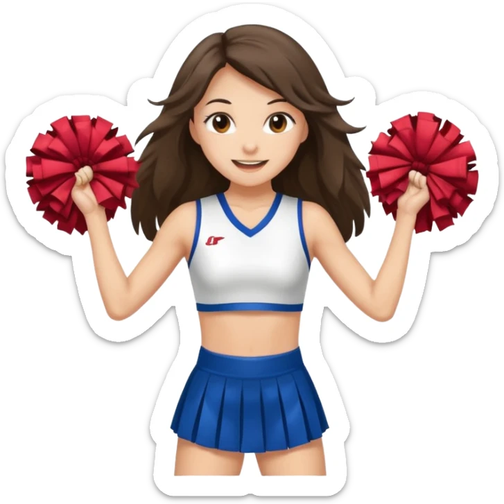 skinny white happy long haired brunette girl cheerleader sticker