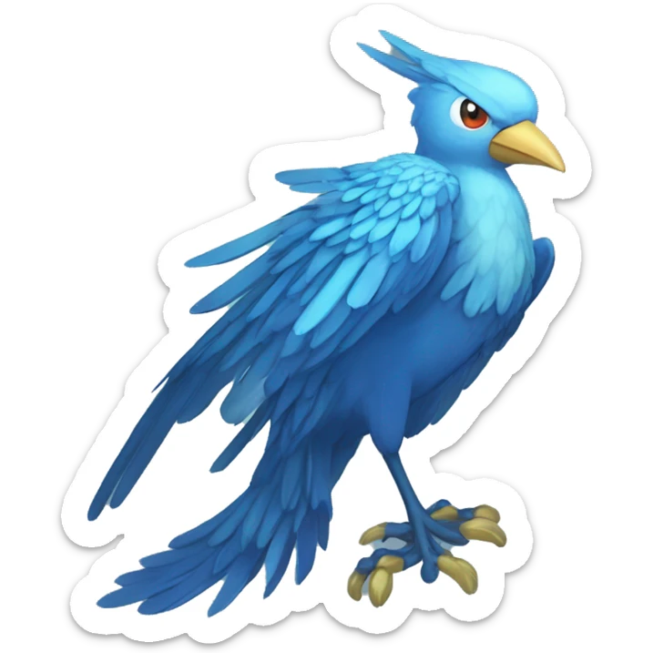 Edgy Fantasy legendary blue bird water-type-Hydro-Phoenix-avian Fakemon full body sticker