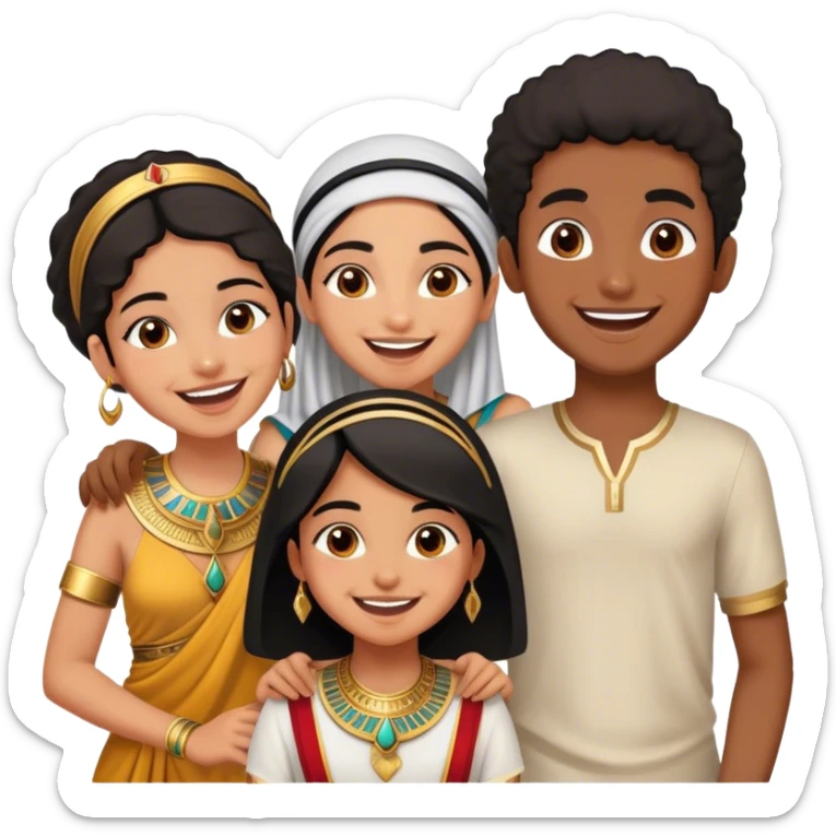 5 bestfriends, 1 south adian girl, 1 Egyptian boy, persian girl, 1 moroccan boy , 1 black boy sticker