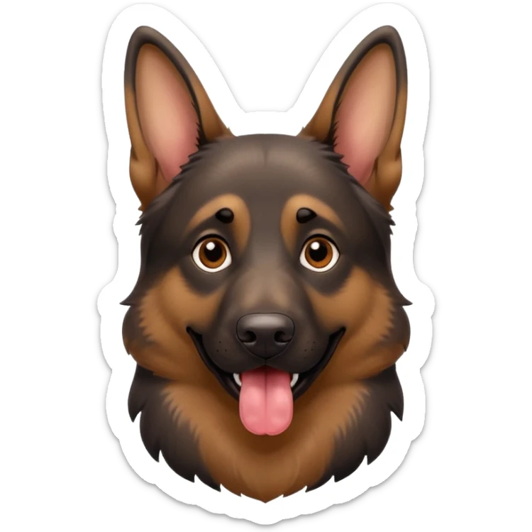 cartoon style dark German Shepherd dog with longer tongue hanging out  sticker