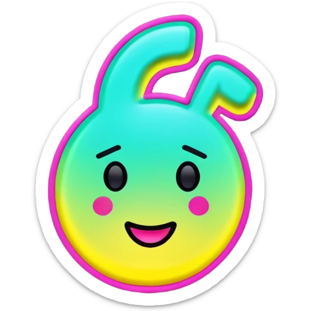 tiktok logo but neon colors and glow with transparent background sticker