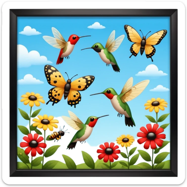 299 - Amor tan grande en las mariposas en el colibrí en la ladybug Se pueden observar y admirar la majestad con que fueron formados estos grandes polinizadores y la 🐝🌻 ya se ven danzando la mariposa el colibrí la ladybug las abejas y las aves en el cielo y entre los jardines sticker