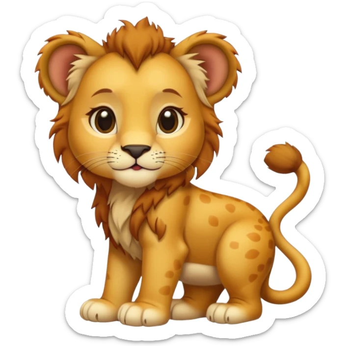 in lion family, only baby Girl lion., full body, single tail sticker