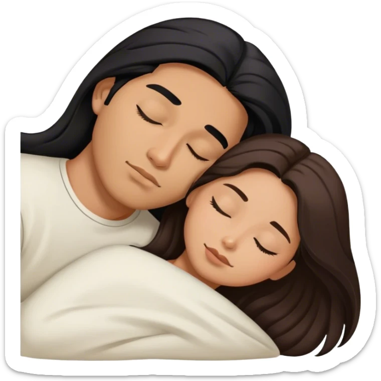 Caramel brown latino Guy with long black hair sleeping with brown hair Filipina sticker