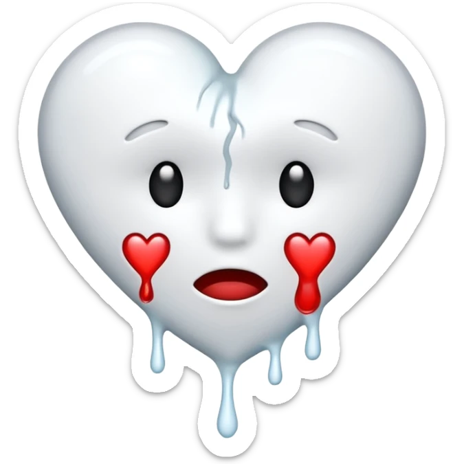 The heat broken emoji in white with sticky white liquid Ozzing out of it sticker
