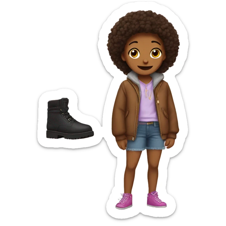 teen wearing a purse and big animal slippers sticker