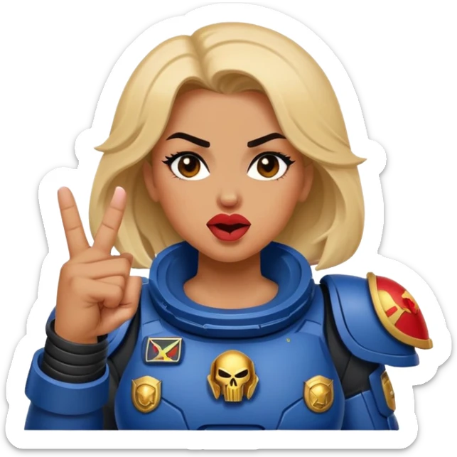 woman space marine crossed out middle finger and face with tongue out wink eye sticker
