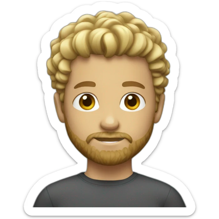 boy blonde with surfer curly hair and beard, pronounced jaw sticker
